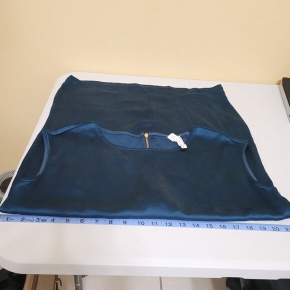 Blue Sleeveless‎ 100% Silk Tunic With Back Zipper By Nuthatch - Size M - Picture 6 of 7